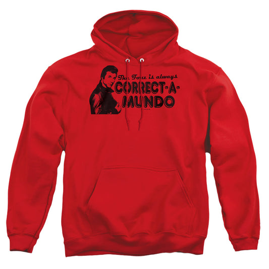 HAPPY DAYS : CORRECT A MUNDO ADULT PULL OVER HOODIE Red MD