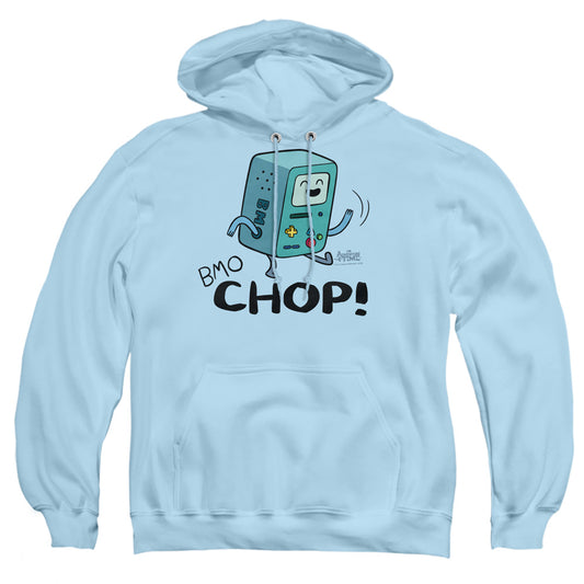 ADVENTURE TIME : BMO CHOP ADULT PULL-OVER HOODIE LIGHT BLUE 2X