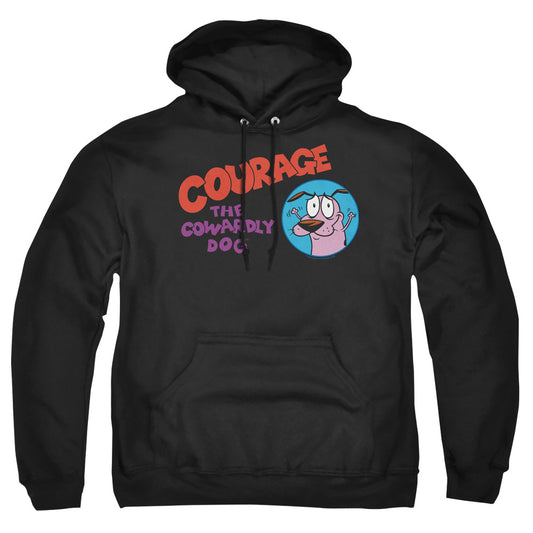 COURAGE THE COWARDLY DOG : COURAGE LOGO ADULT PULL OVER HOODIE Black 2X