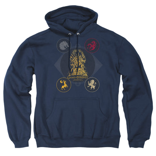 GAME OF THRONES : 4 HOUSES 4 THE THRONE ADULT PULL OVER HOODIE Navy SM