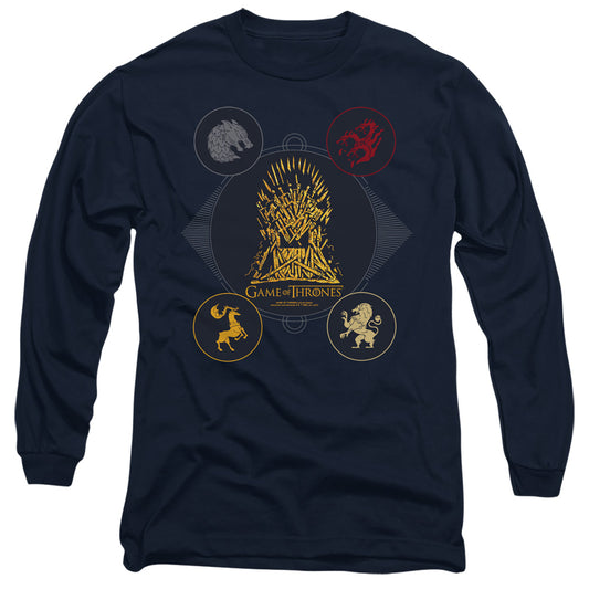 GAME OF THRONES : 4 HOUSES 4 THE THRONE L\S ADULT T SHIRT 18\1 Navy 2X