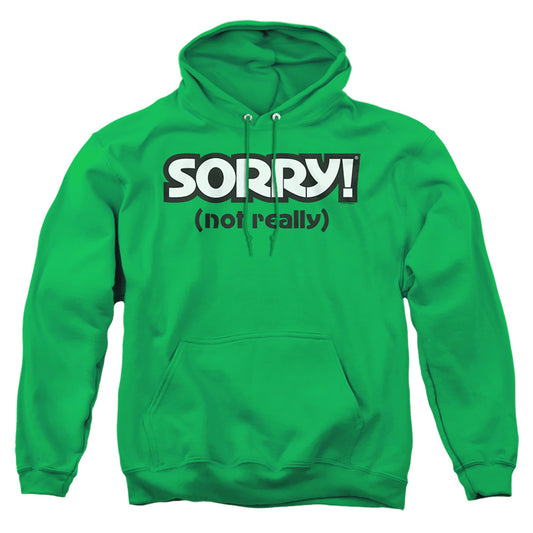SORRY : NOT SORRY ADULT PULL OVER HOODIE Kelly Green LG