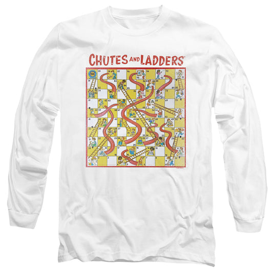 CHUTES AND LADDERS : 79 GAME BOARD L\S ADULT T SHIRT 18\1 White SM