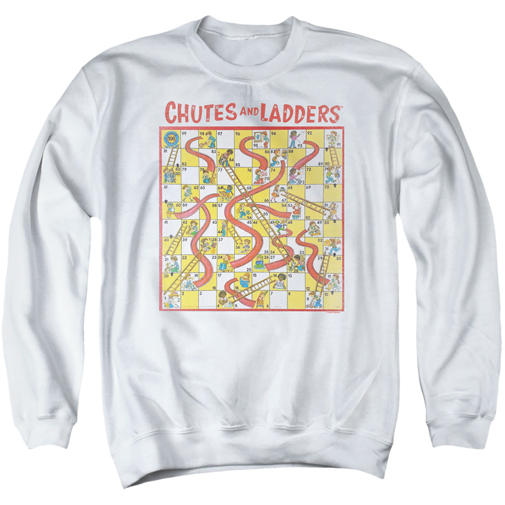 CHUTES AND LADDERS : 79 GAME BOARD ADULT CREW SWEAT White MD