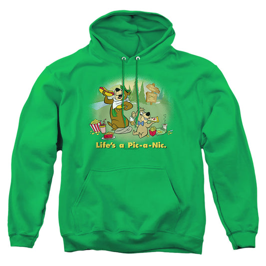 YOGI BEAR : LIFE'S A PIC ADULT PULL OVER HOODIE Kelly Green LG