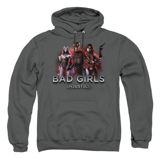 INJUSTICE GODS AMONG US : BAD GIRLS ADULT PULL OVER HOODIE Charcoal 2X