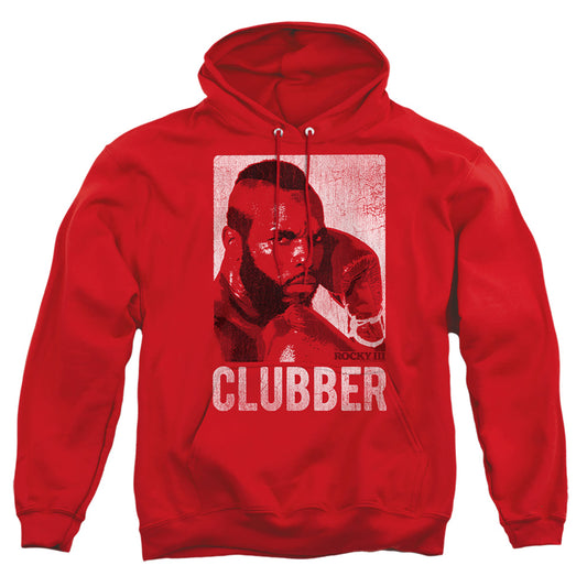 ROCKY III : CLUBBER LANG ADULT PULL OVER HOODIE RED 2X