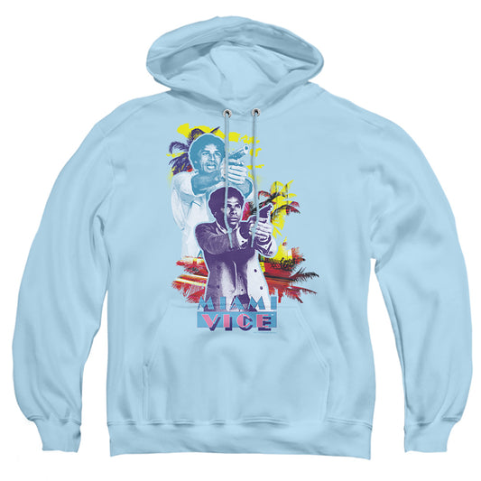 MIAMI VICE : FREEZE ADULT PULL OVER HOODIE LIGHT BLUE LG