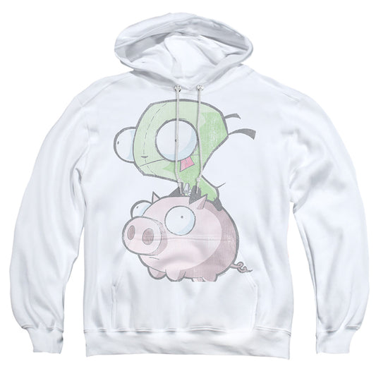 INVADER ZIM : GIR AND PIG ADULT PULL OVER HOODIE White 2X