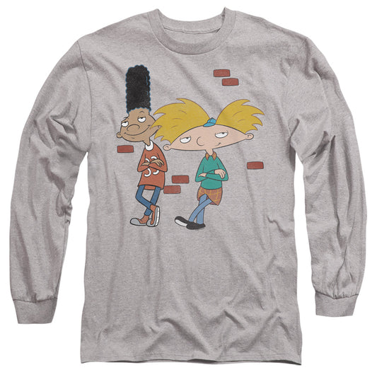 HEY ARNOLD : ARNOLD AND GERALD LEANING L\S ADULT T SHIRT 18\1 Athletic Heather LG