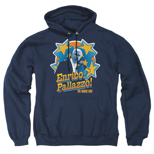 NAKED GUN : IT'S ENRICO PALLAZZO ADULT PULL OVER HOODIE Navy 2X