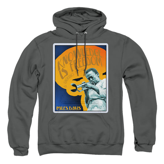 MILES DAVIS : KNOWLEDGE AND IGNORANCE ADULT PULL OVER HOODIE Charcoal SM