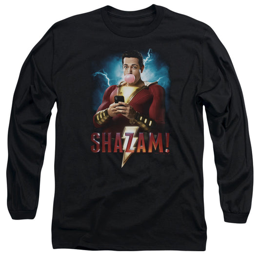 SHAZAM MOVIE : BLOWING UP L\S ADULT T SHIRT 18\1 Black MD