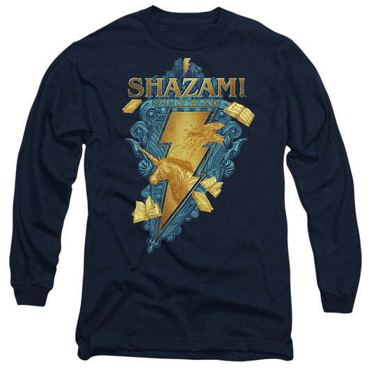 SHAZAM FURY OF THE GODS : BIG BLUE SEAL L\S ADULT T SHIRT 18\1 Navy MD