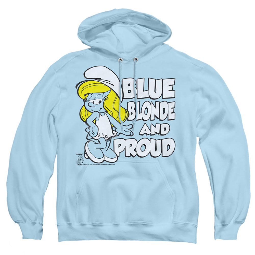 SMURFS : BLUE, BLONDE AND PROUD ADULT PULL OVER HOODIE Light Blue 2X