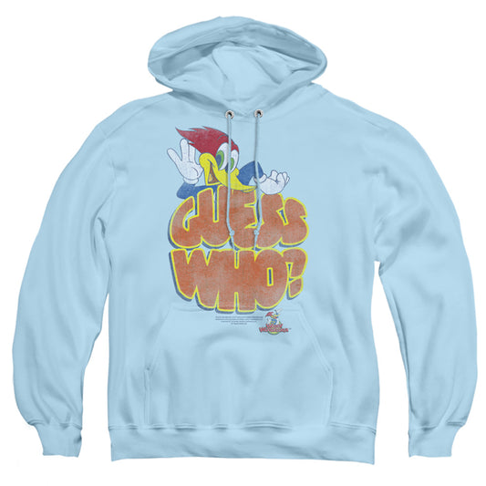 WOODY WOODPECKER : GUESS WHO ADULT PULL OVER HOODIE LIGHT BLUE 2X