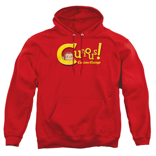 CURIOUS GEORGE : CURIOUS ADULT PULL OVER HOODIE Red 2X