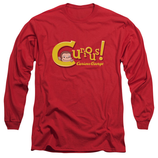 CURIOUS GEORGE : CURIOUS L\S ADULT T SHIRT 18\1 RED XL