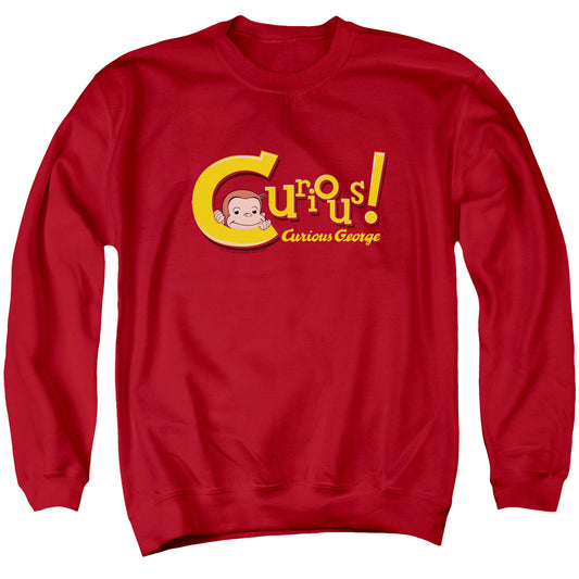 CURIOUS GEORGE : CURIOUS ADULT CREW NECK SWEATSHIRT RED 2X