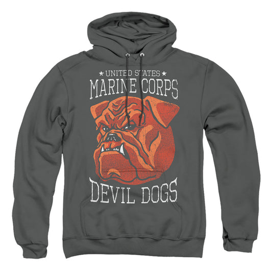US MARINE CORPS : DEVIL DOGS ADULT PULL OVER HOODIE Charcoal 2X