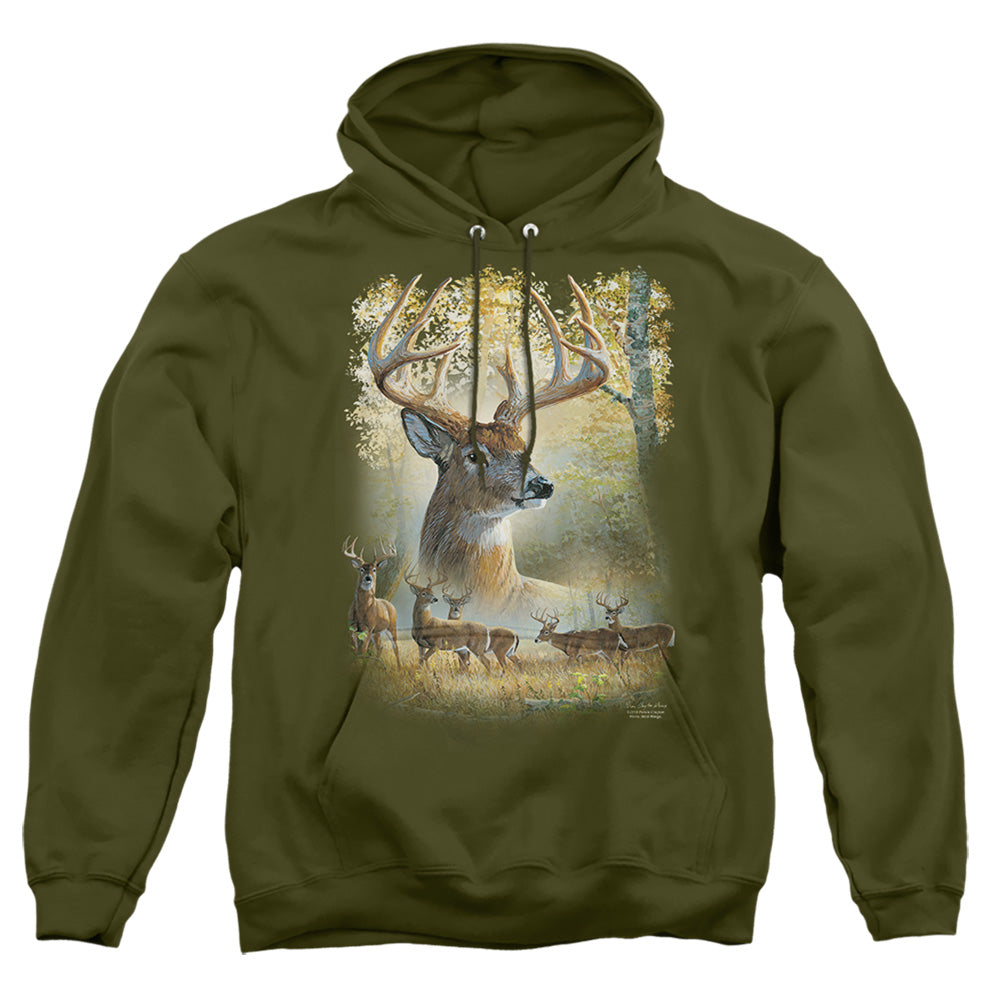 WILD WINGS : BUCKS ADULT PULL OVER HOODIE MILITARY GREEN MD