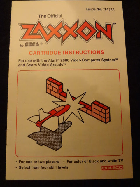 Zaxxon Instruction Booklet Atari 2600