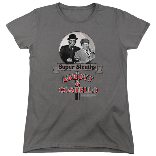 ABBOTT AND COSTELLO : SUPER SLEUTHS WOMENS SHORT SLEEVE CHARCOAL LG