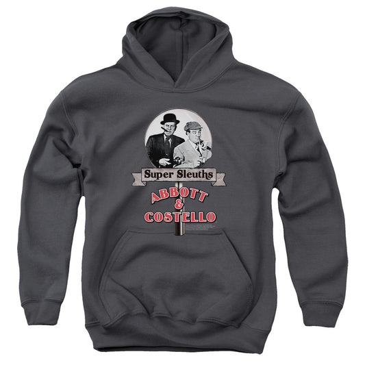 ABBOTT AND COSTELLO : SUPER SLEUTHS YOUTH PULL-OVER HOODIE CHARCOAL LG