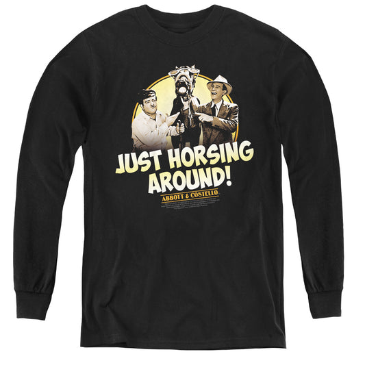 ABBOTT AND COSTELLO : HORSING AROUND L\S YOUTH BLACK XL