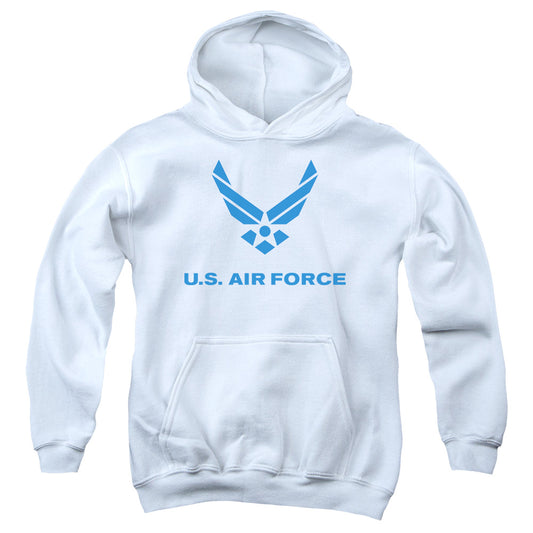 AIR FORCE : DISTRESSED LOGO YOUTH PULL-OVER HOODIE WHITE LG