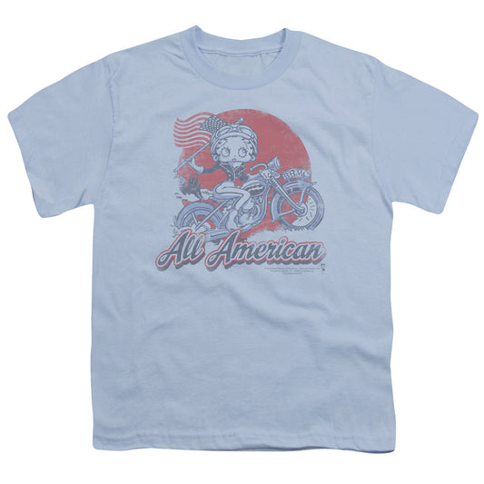 BETTY BOOP : ALL AMERICAN BIKER S\S YOUTH 18\1 LIGHT BLUE MD