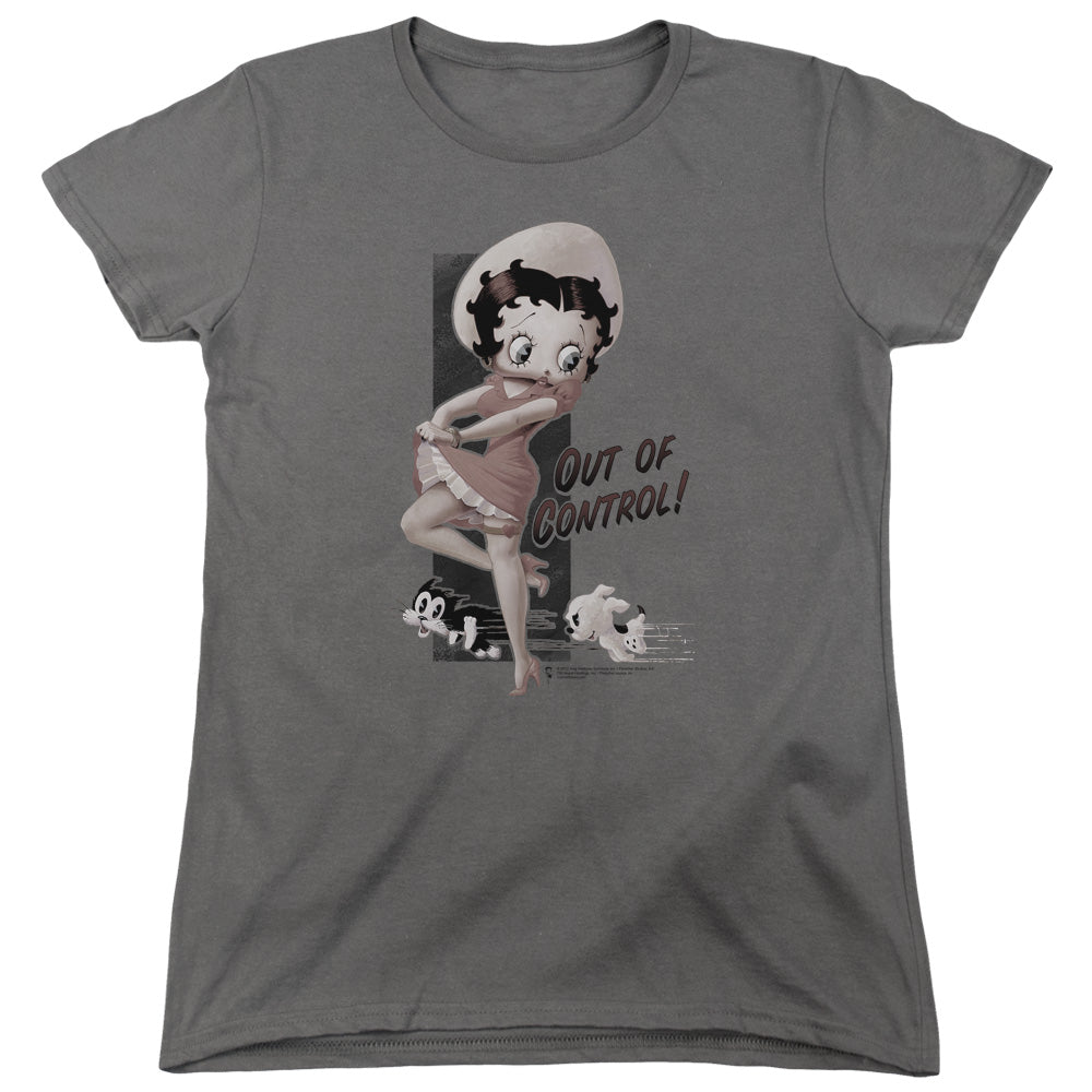 BETTY BOOP : OUT OF CONTROL WOMENS SHORT SLEEVE CHARCOAL LG