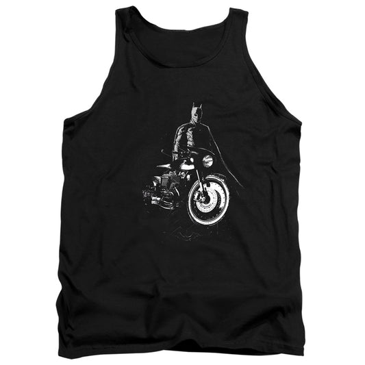 THE BATMAN : AND HIS MOTORCYCLE ADULT TANK Black MD