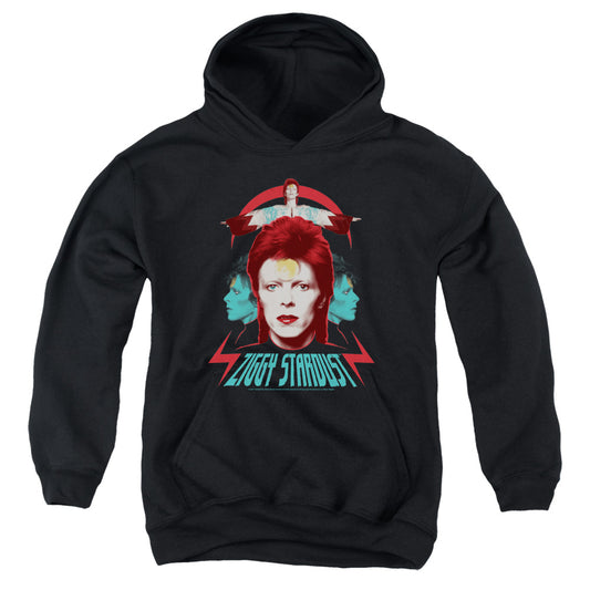 DAVID BOWIE : ZIGGY HEADS YOUTH PULL OVER HOODIE Black LG