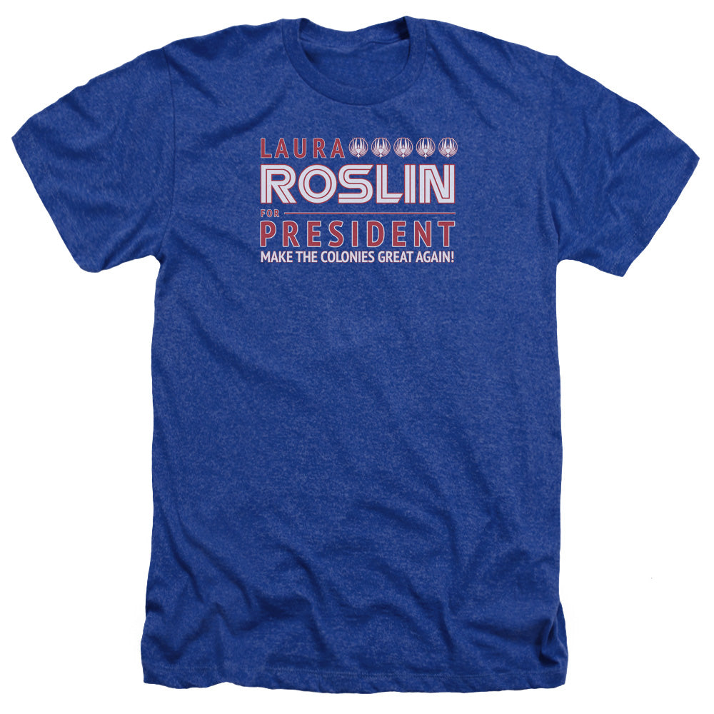 Battlestar Galactica Roslin For President Adult Size Heather Style T-Shirt