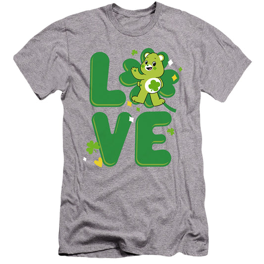 CARE BEARS : UNLOCK THE MAGIC : GOOD LUCK BEAR LOVE ST. PATRICK'S DAY  PREMIUM CANVAS ADULT SLIM FIT 30\1 Athletic Heather MD