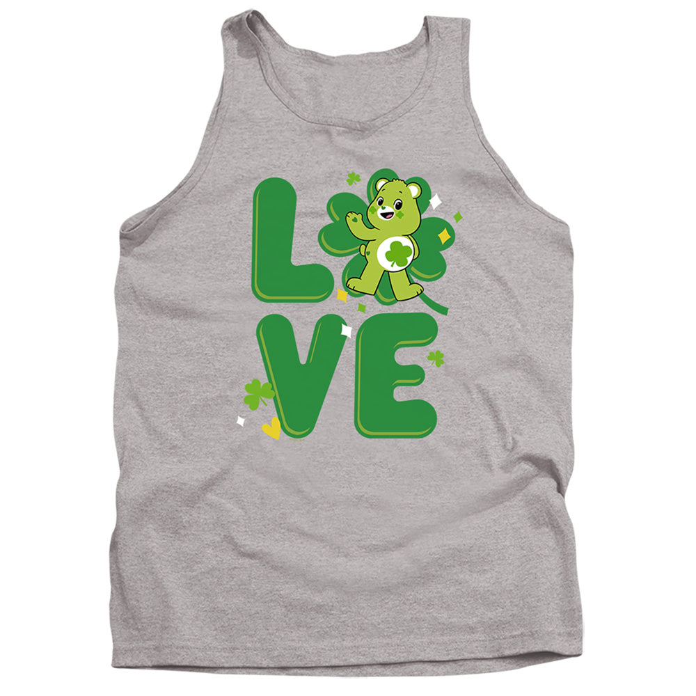CARE BEARS : UNLOCK THE MAGIC : GOOD LUCK BEAR LOVE ST. PATRICK'S DAY ADULT TANK Athletic Heather MD