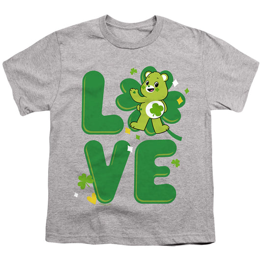 CARE BEARS : UNLOCK THE MAGIC : GOOD LUCK BEAR LOVE ST. PATRICK'S DAY S\S YOUTH 18\1 Athletic Heather SM