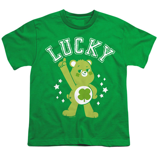 CARE BEARS : UNLOCK THE MAGIC : GOOD LUCK BEAR LUCKY COLLEGIATE ST. PATRICK'S DAY S\S YOUTH 18\1 Kelly Green LG