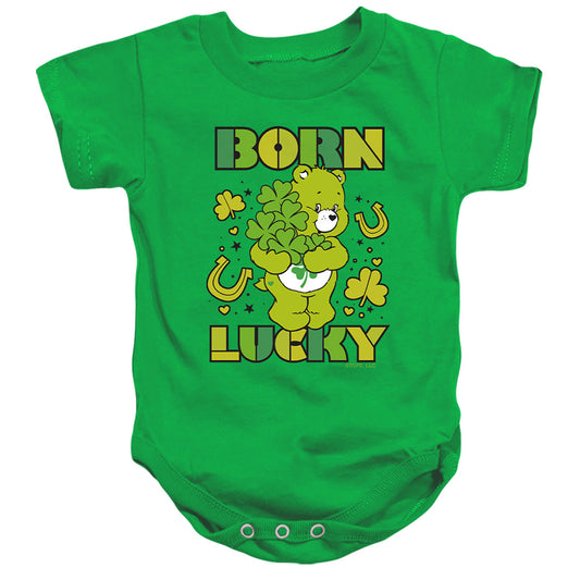 CARE BEARS : BORN LUCKY GOOD LUCK BEAR ST. PATRICK'S DAY INFANT SNAPSUIT Kelly Green MD (12 Mo)