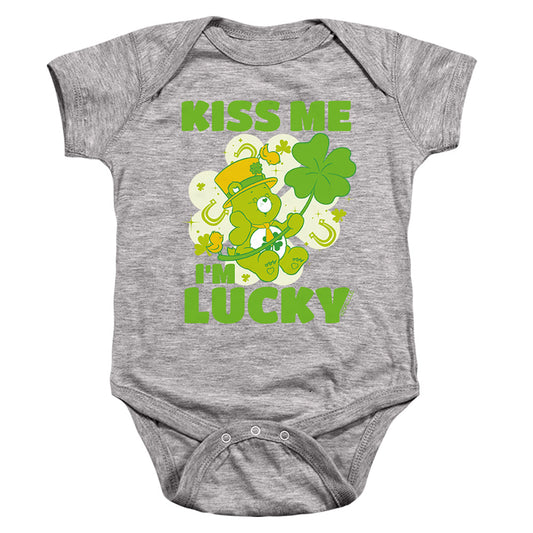 CARE BEARS : KISS ME I'M LUCKY ST. PATRICK'S DAY GOOD LUCK BEAR INFANT SNAPSUIT Athletic Heather XL (24 Mo)
