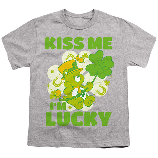 CARE BEARS : KISS ME I'M LUCKY ST. PATRICK'S DAY GOOD LUCK BEAR S\S YOUTH 18\1 Athletic Heather SM