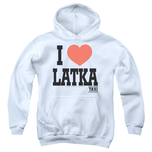 TAXI : I HEART LATKA YOUTH PULL OVER HOODIE WHITE SM