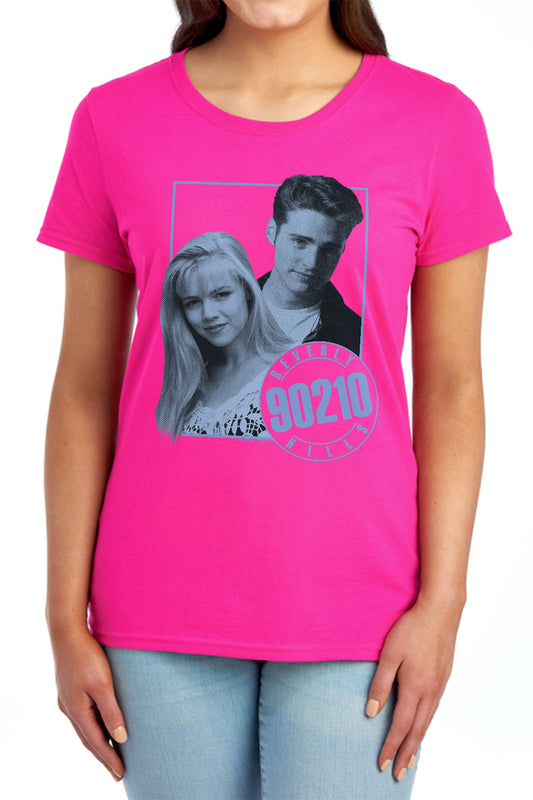 90210 : BRANDON AND KELLY S\S WOMENS TEE HOT PINK SM