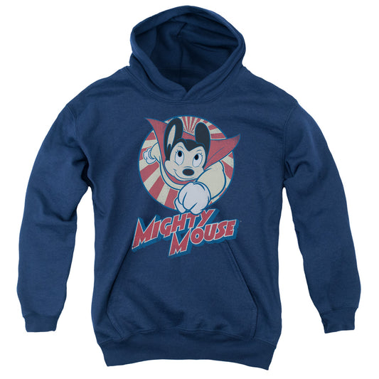 MIGHTY MOUSE : THE ONE THE ONLY YOUTH PULL OVER HOODIE NAVY SM