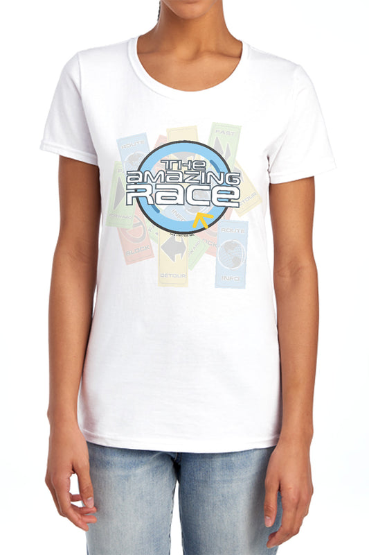 AMAZING RACE : THE RACE S\S WOMENS TEE White MD