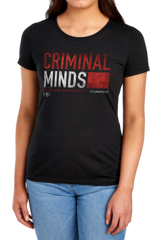 CRIMINAL MINDS : TITLE CARD S\S WOMENS TEE BLACK MD