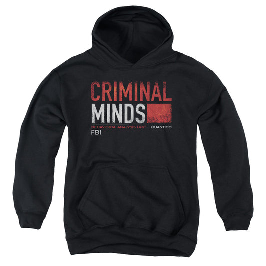 CRIMINAL MINDS : TITLE CARD YOUTH PULL OVER HOODIE BLACK LG