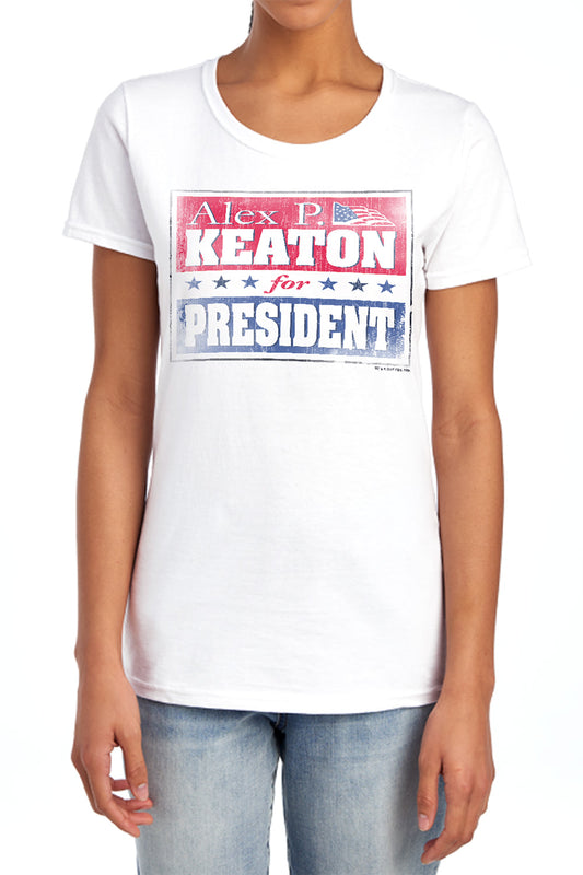 FAMILY TIES : ALEX FOR PRESIDENT S\S WOMENS TEE WHITE MD