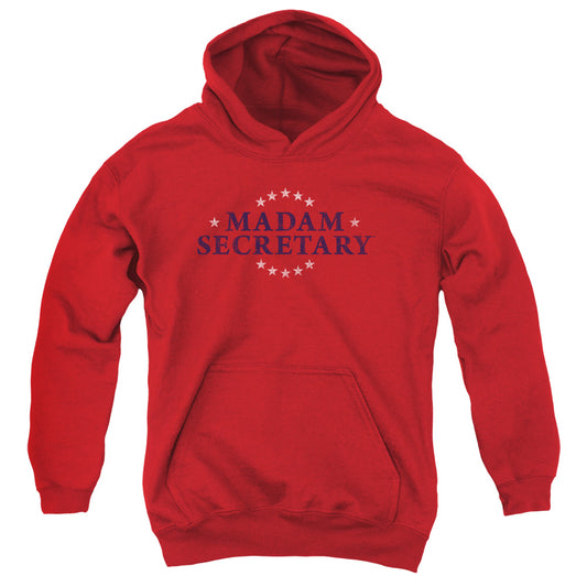 MADAM SECRETARY : DISTRESS LOGO YOUTH PULL OVER HOODIE Red MD